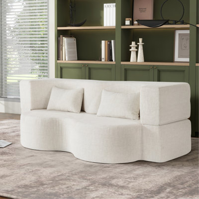 Canapé-lit pliable 2-en-1, canapé-lit convertible pliable sans os de 75 pouces, canapé-lit rembourré en mousse à mémoire de forme avec 2 coussins pour le salon