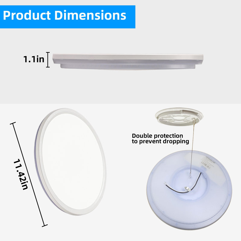 Plafonnier encastré 12 pouces à DEL RVB avec télécommande, 28 W 2400LM 3CCT couleur variable, intensité variable Smart RVB pour salle de cinéma maison