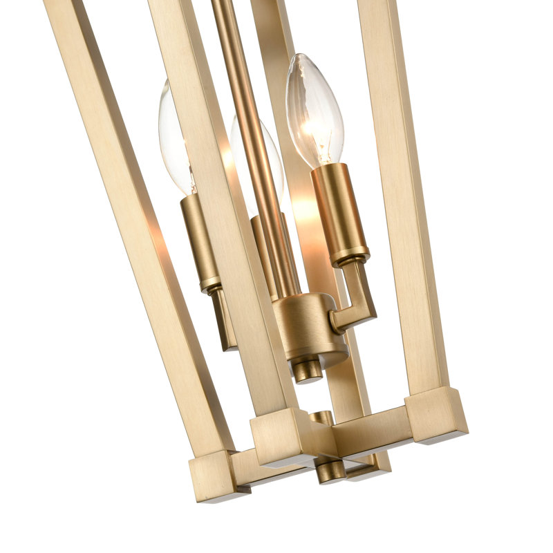 Luminaire suspendu carré à 3 lumières Severn, Or moderne
