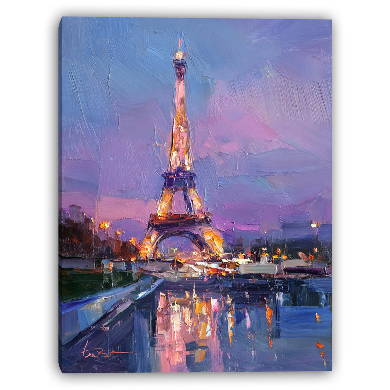 Art mural sur toile Twilight Reflections at the Tower, H 48 po x l 36 po