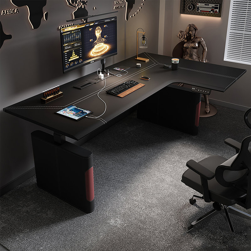 Bureau pour travailler debout en forme de L noir,  Retour à droite, H 46,46 po x l 70,87 po x P 43,31 po