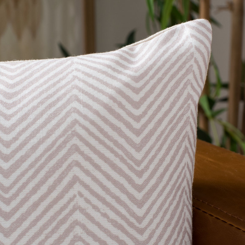 White Chevron Rectangular Pillow with Brown Button Accents
