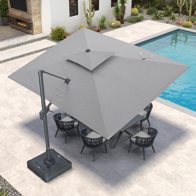 9' X 12' Double Top Rectangle  Cantilever Patio Umbrella,Light Gray