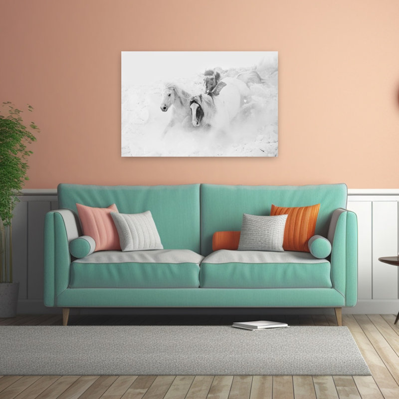 Reproduction d'art mural cheval sauvage, H 32 po x l 48 po