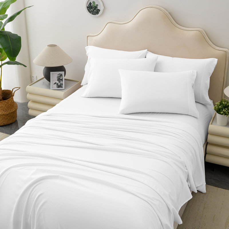 Microfiber Sheet Set, Full/Double with 4 Pillowcases, White