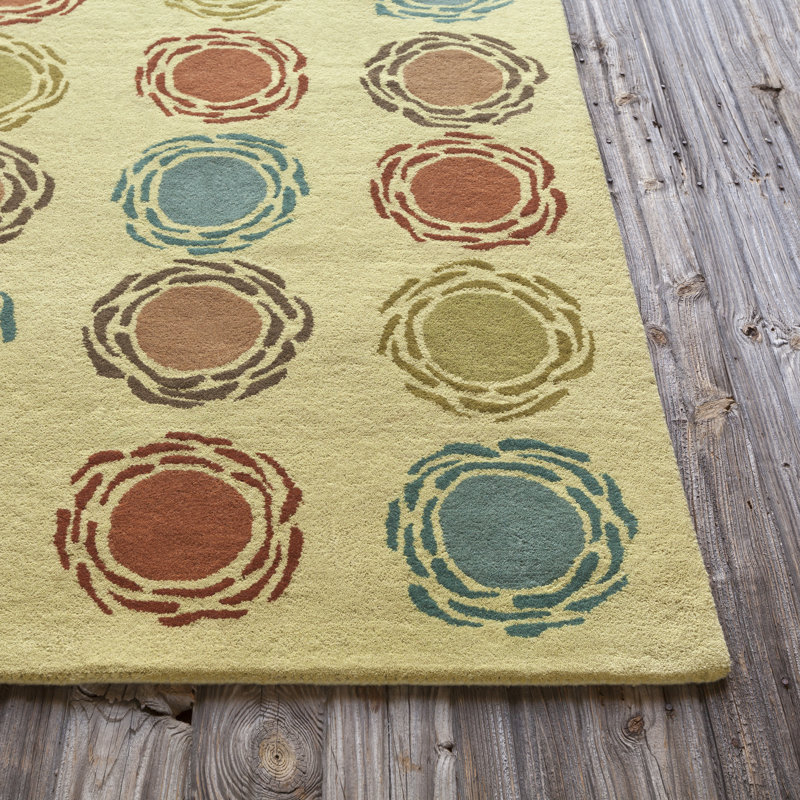 Tapis vert olive en laine touffeté à la main Millwood Authentic