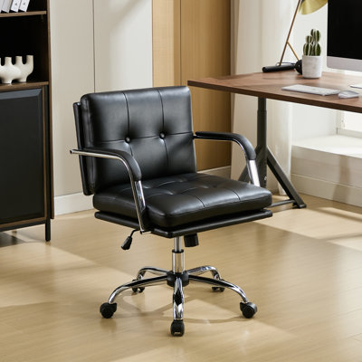 Upholstered Swivel Task Chair With Padded Arms