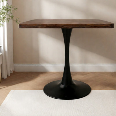 Table de salle à manger en MDF noyer peu encombrant, conception à piédestal moderne pour les cuisines compactes