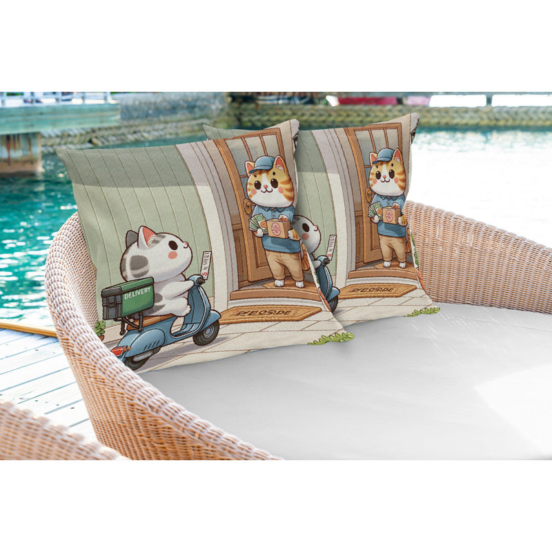 Ensemble de 2 housses de coussin Ambesonne pour chatons vert pâle et multicolore, Carré, H 18 po x l 18 po