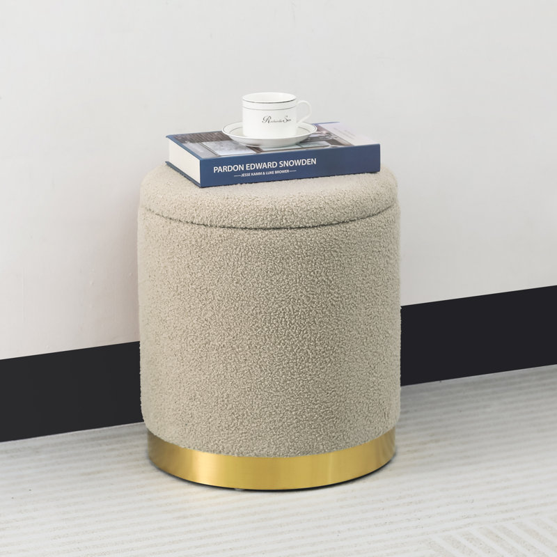 Repose-pieds avec rangement et cylindre de 15 po Gergina, Beige