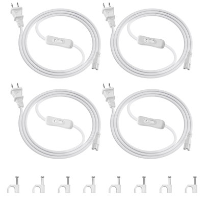Barrina T5 5ft Power Cord With On/off Switch, 2 Prong Plug, Female End, Power Cable With Us Plug For Shop Light/grow Light Fixtures, 4 Packs