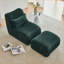Méridienne en chenille compacte avec repose-pieds pour petits espaces Sofas | Vert sauge | Tissu chenille-224764471