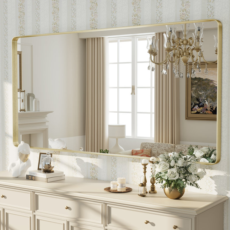 Miroir mural Aevar, 60 po x 30 po, Or brossé