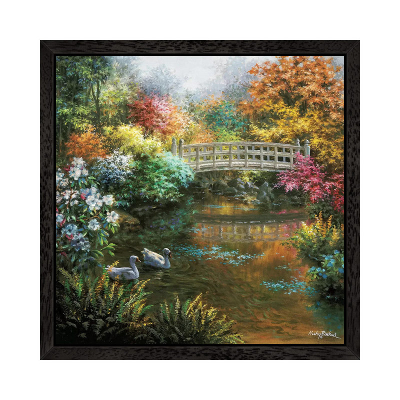 Treasury Of Splendor by Nicky Boehme - Floater Frame Painting on Canvas, 45.72 cm H x 45.72 cm W, Black Framed