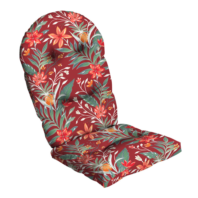 Luau Red Tropical Floral Water-Resistant Adirondack Chair Cushion