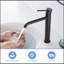 Robinet de salle de bain noir haut pour lavabo de salle de bain, robinet de salle de bain monotrou moderne-119318234