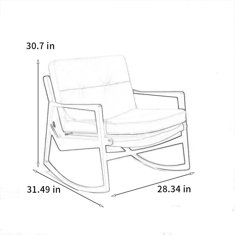 Chaise berçante élégante en bois de frêne durable, Brun