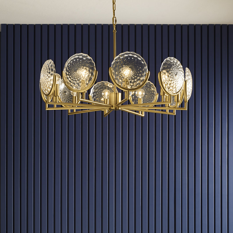 Arendela 10 - Light Sputnik Modern Linear Chandelier, Brushed Brass