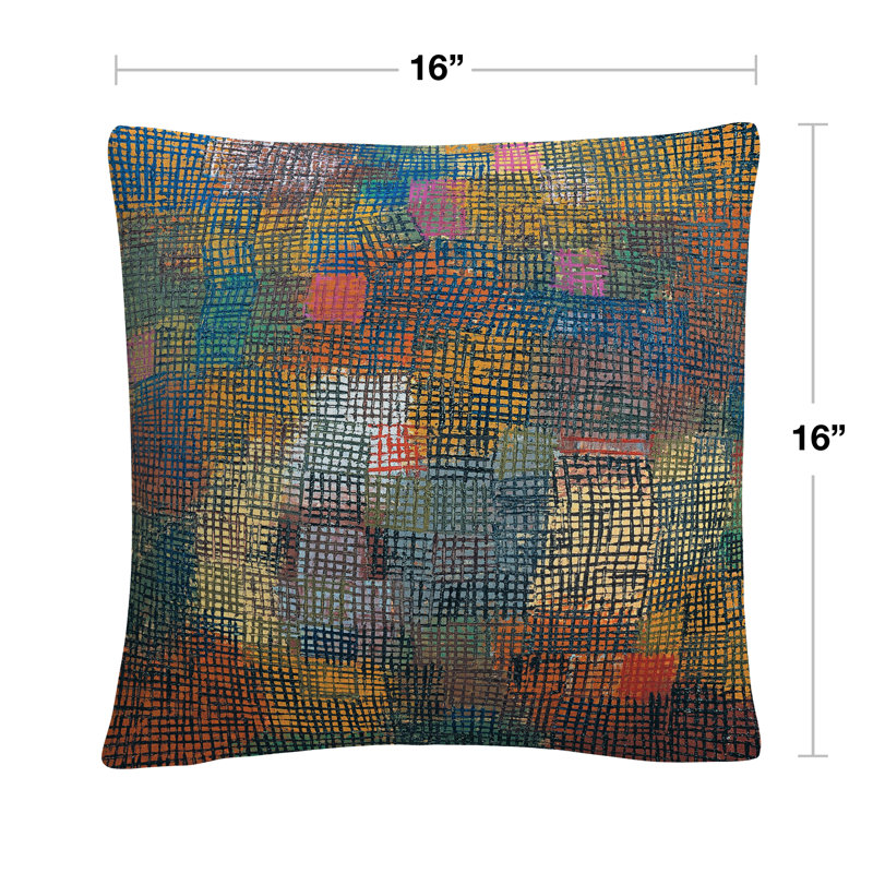 Paul Klee Abstract Multicolor Polyester Square Throw Pillow