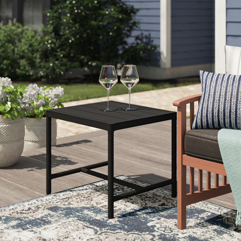 Esme Rectangular Metal Outdoor Side Table , 18.70'' in. W 21.06'' in. D