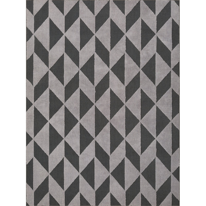 Urbano Geometric Area Rug in Gray, Rectangle 7'8" x 10'10"