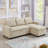 Upholstered Pull Out Sectional Sofa With Storage Chaise, Convertible Corner Couch-992322397
