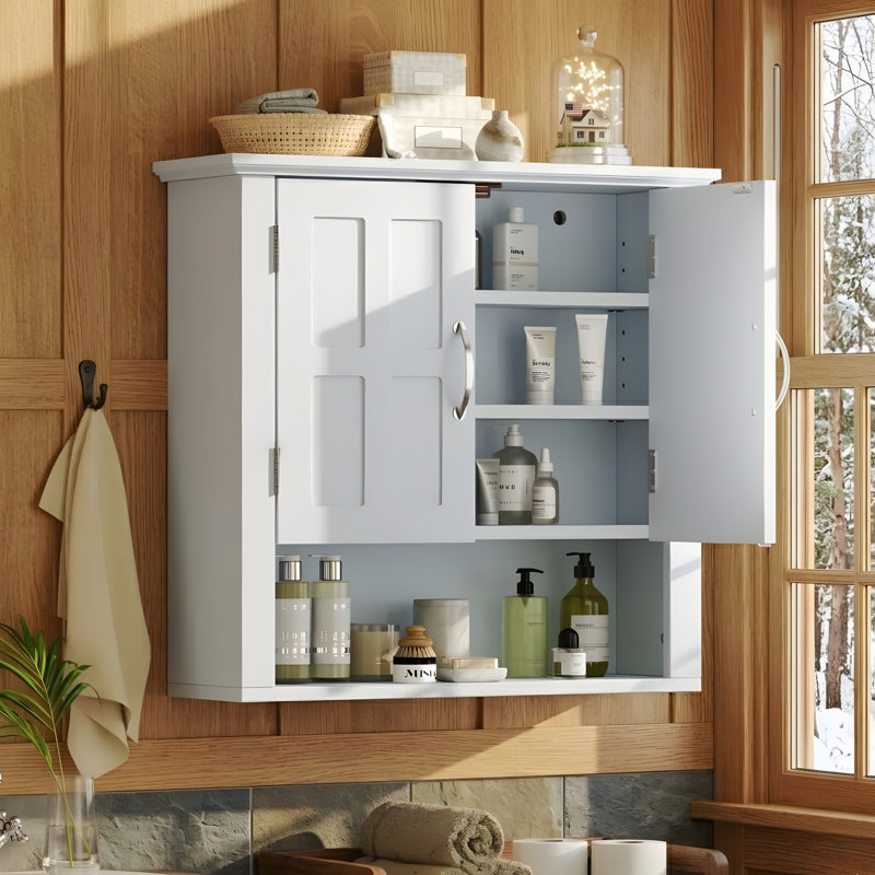 Armoire de rangement murale pour salle de bain, Blanc