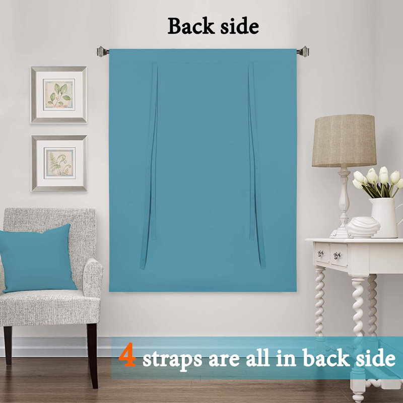 Rideaux isolants et isolants pour la cuisine, rideaux et passe-tringle 2 panneaux - l 42 po x L 63 po, Bleu tempête