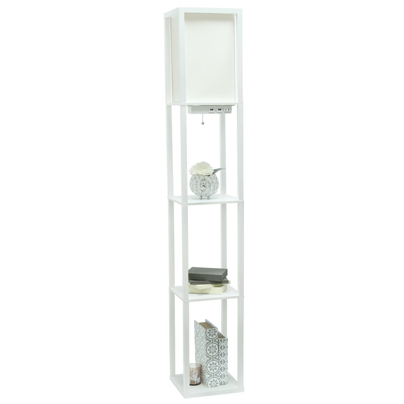 Luane 62.5'' Column Floor Lamp with USB and Outlet, No, White