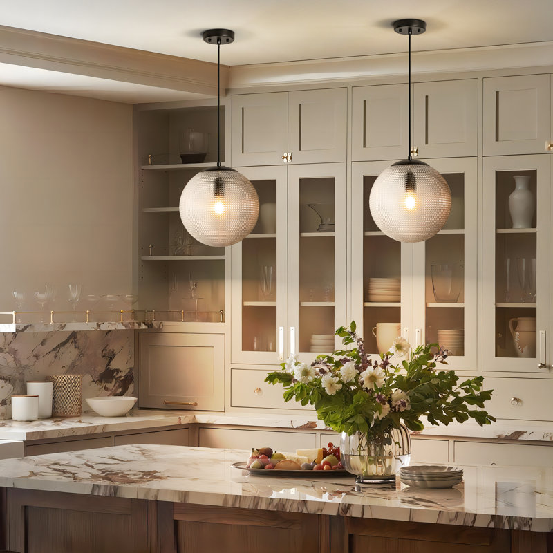  Menchaca 1 - Light  Dimmable Glass Pendant Light, Clear