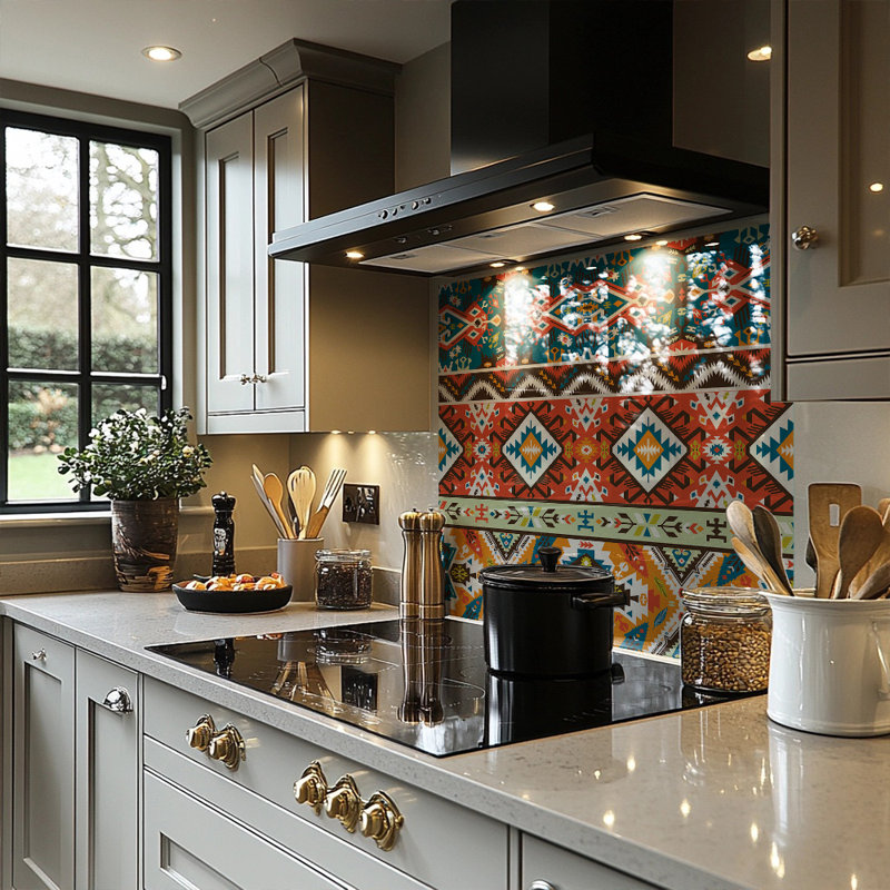 Pattern In Tribal Style Splash Back, 60cm L x 60cm W