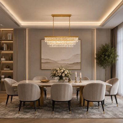 Transitional 12 Light 3 Tier Gold Crystal Chandelier