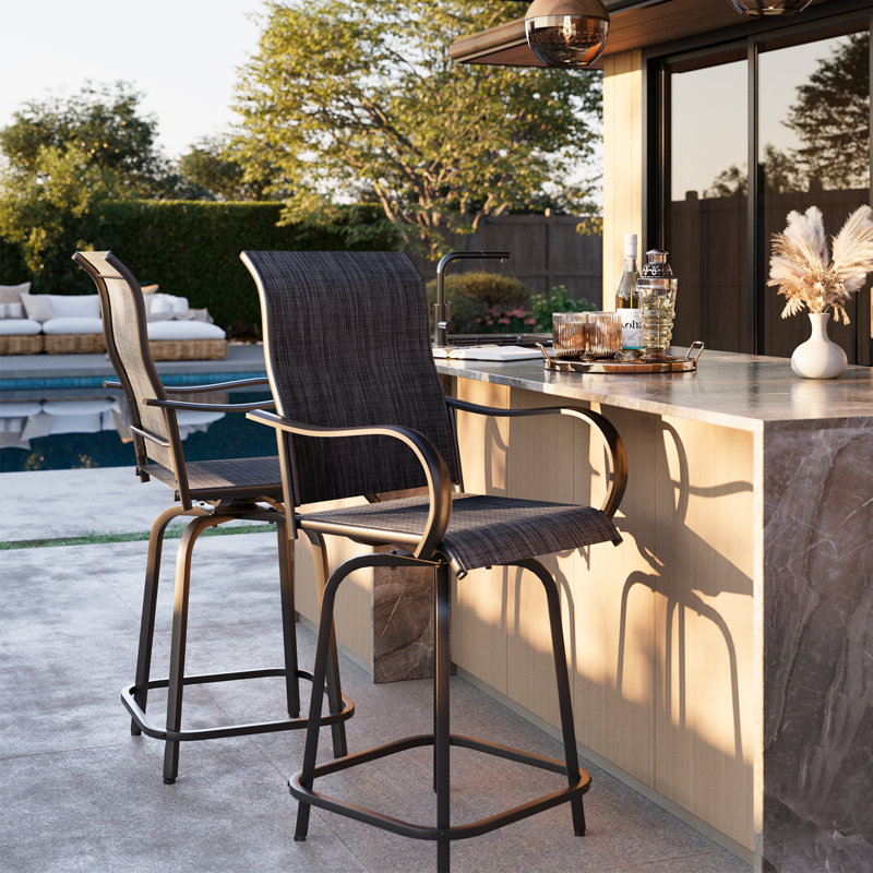 Bhairavi 27" Patio Bar Stool, Grey