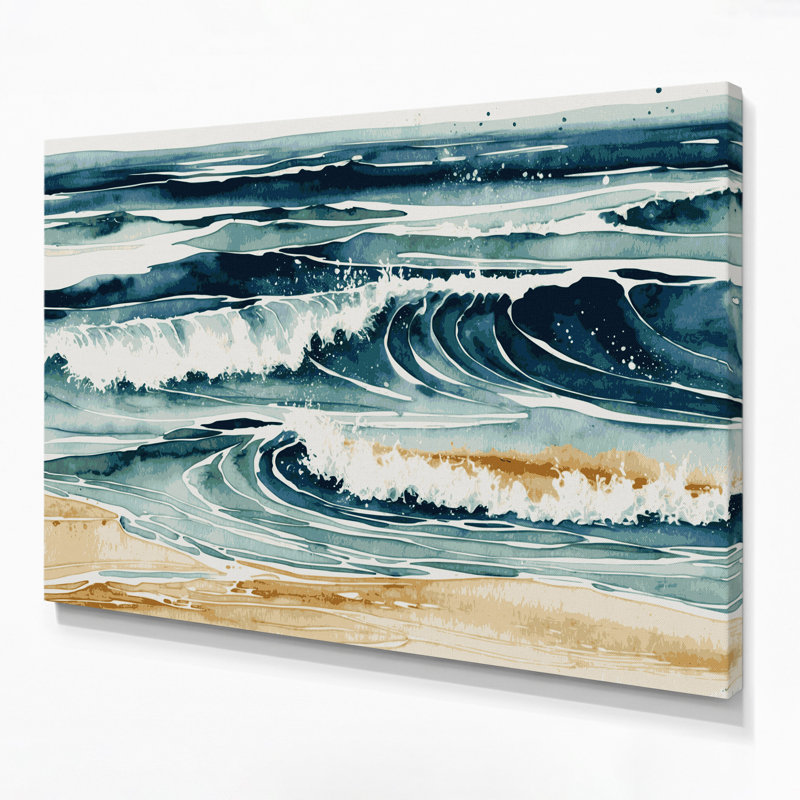 Art mural sur toile blanc "Coastal Coastal Surface", H 11 po x l 14 po