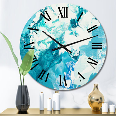 Nuage blanc sur marbre bleu I - horloge murale moderne