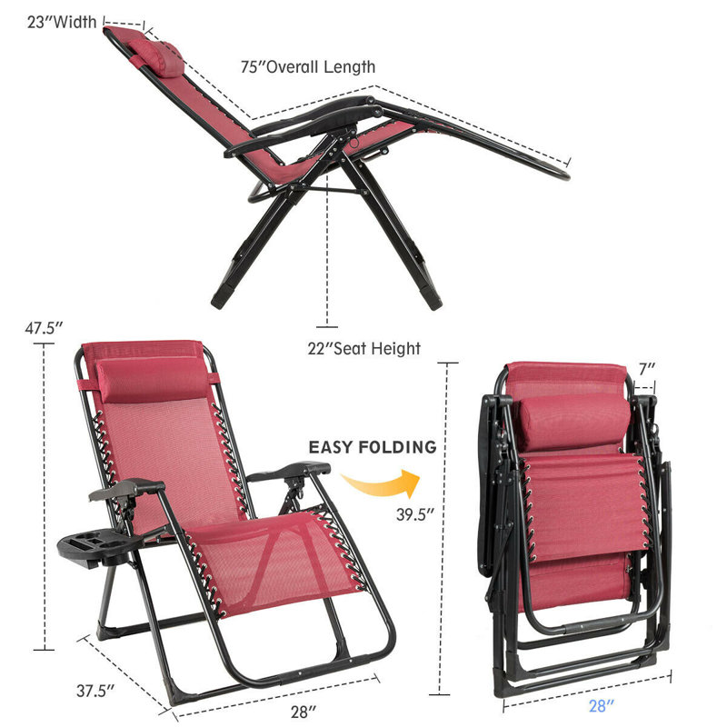Roper Folding Zero Gravity Chair, Wine Red