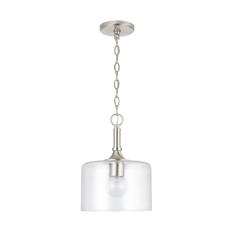 Luminaire suspendu tambour simple à 1 lumière Achen, Nickel brossé
