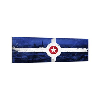 Vintage Indianapolis City Flag 1 Piece Wrapped Canvas Panoramic Wall Art