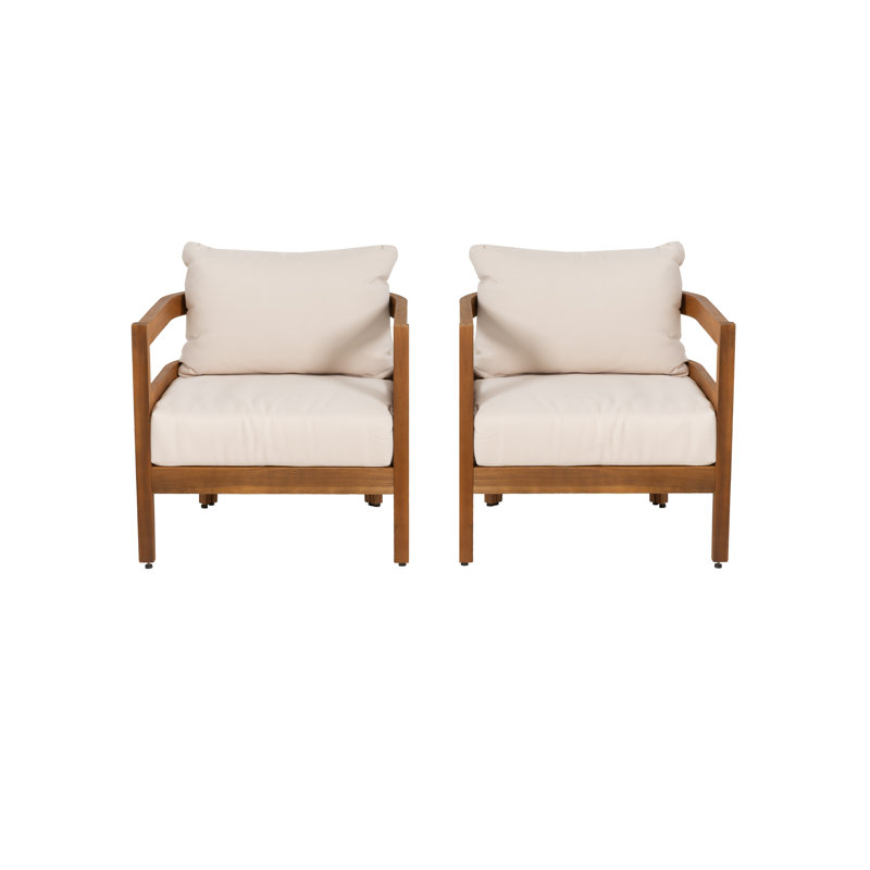 Calsey Acacia Outdoor Club Chairs With Cushions