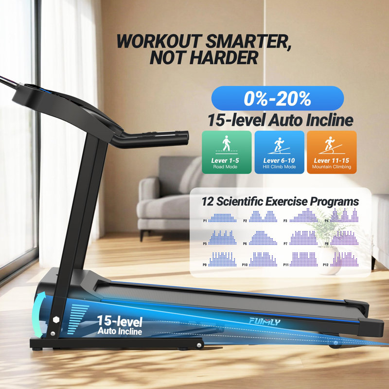 Walking Pad Treadmill With 20% Auto Incline