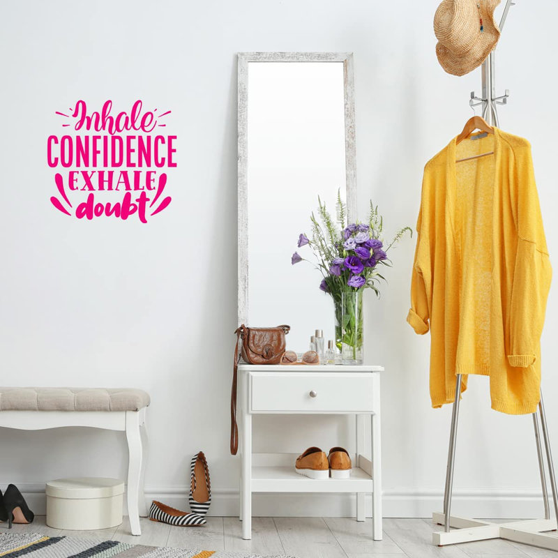 Adhésif décoratif «Inhale Confidence Exhale Doubit», Rose vif, H 18 po x l 18,5 po