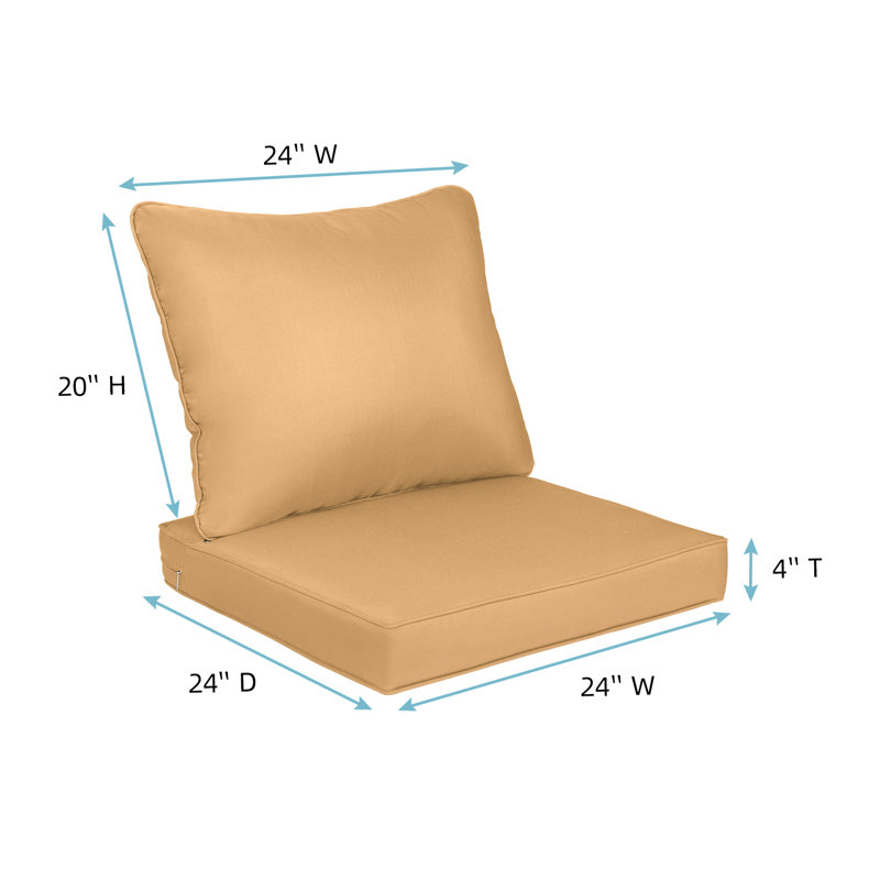 Outdoor Cushion Set Seat and Back Cushion (Set Of 2 Seats,2 Backs), Brown