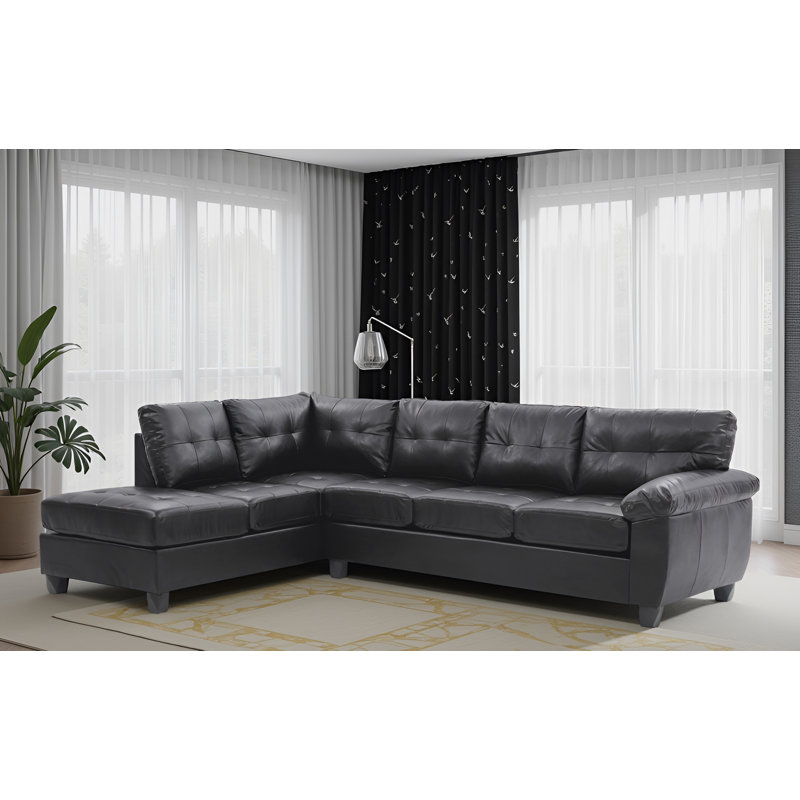 Canapé modulaire Weldon, Similicuir noir