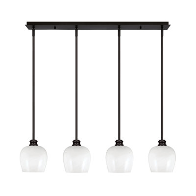 Edge 4 Light Linear Pendalier With 6" Glass