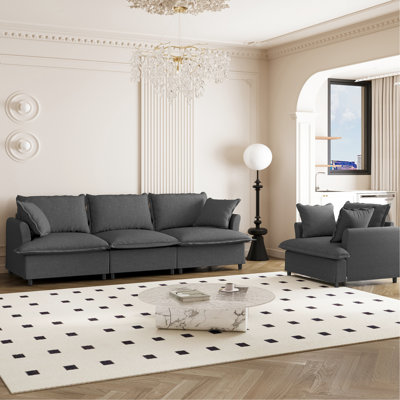 Chenille et fauteuil, 2 pièces, 3 places, coussins décoratifs, conception modulaire pour différents styles, canapé modulaire résilient doux, pièce avec fauteuil, espaces, pratique