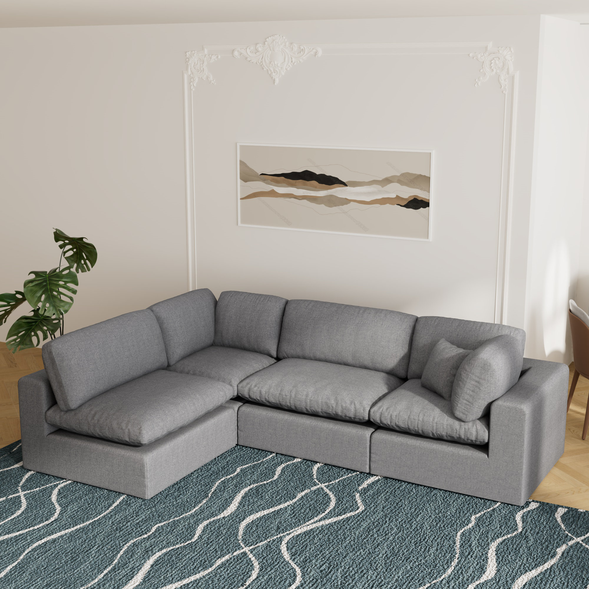 Jossa 4 - Piece Upholstered Sectional, Gray