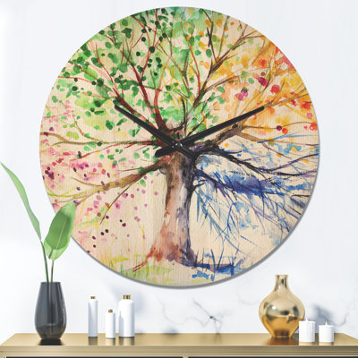 Arbre quatre saisons - Horloge murale moderne en bois