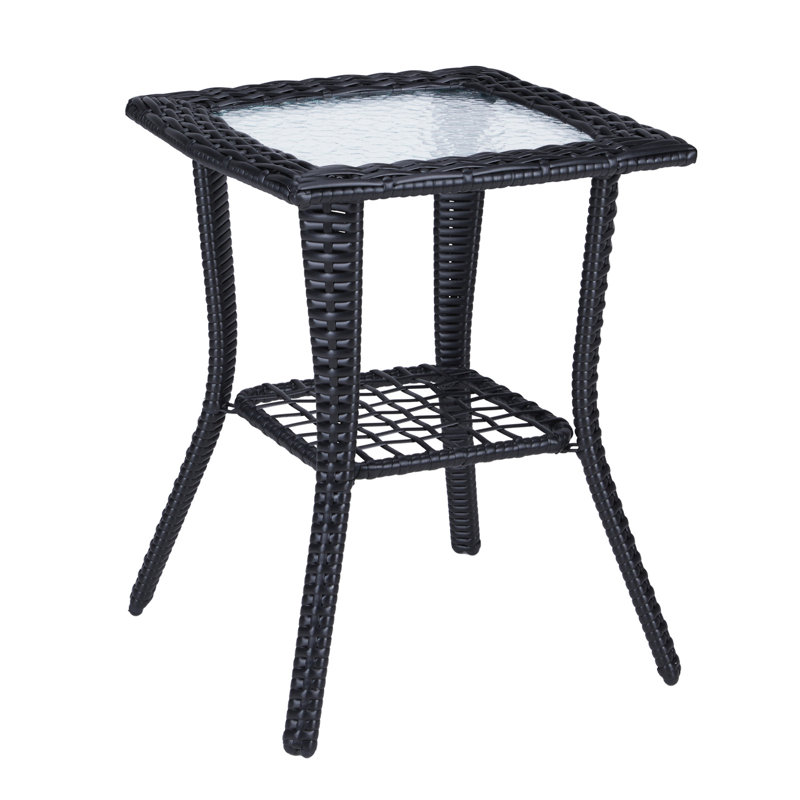 Table d'appoint en osier Avanthi, Noir, noir, noir, noir