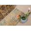 Explorez la beauté du tapis de porte turc rétro dans des tons de vert pastel et de motifs complexes