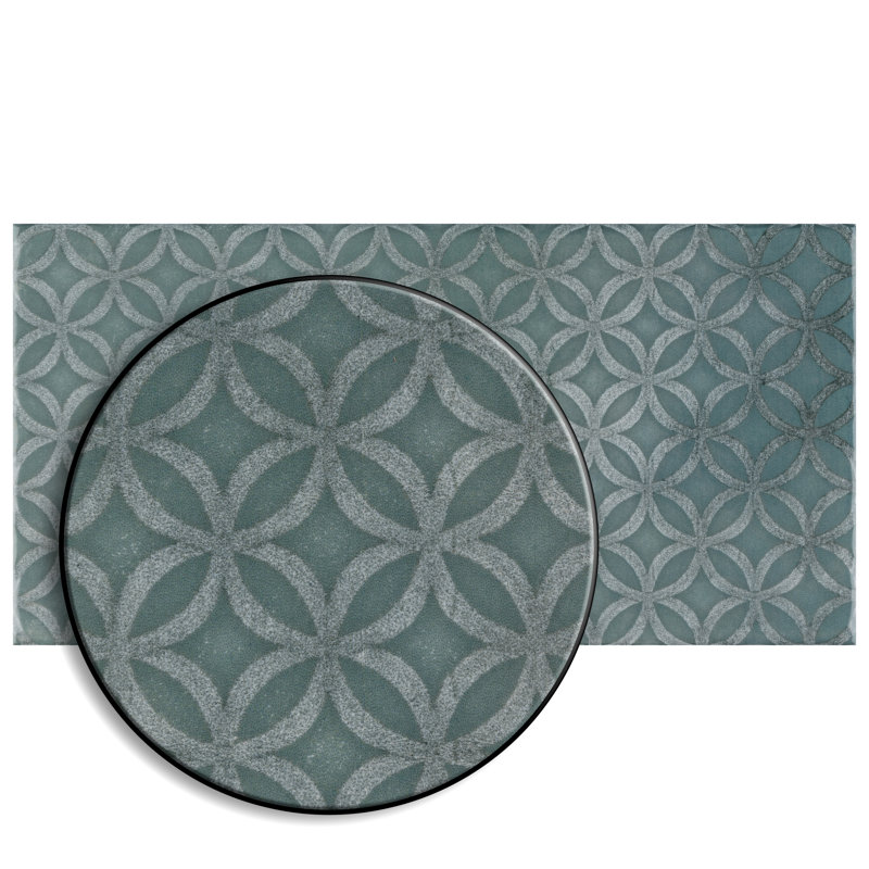 Camden 8" x 4" Ceramic Patterned Subway Tile, Emerald